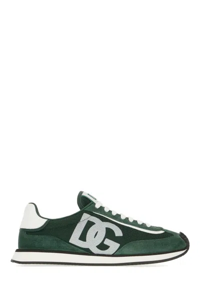 Dolce & Gabbana Multicolor Suede And Mesh Dg Aria Sneakers In Green