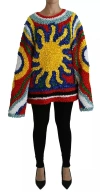 Dolce & Gabbana Multicolor Sun Ruffled Top Blouse Sweater In Multicolor