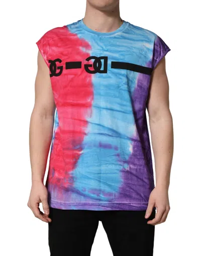 Dolce & Gabbana Multicolor Tie Dye Cotton Sleeveless Men's T-shirt