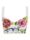 Dolce & Gabbana Multicolor Top With All-over Floral Motif And Adjustable Shoulder Straps In Cotton Blend Woman In Multicolor