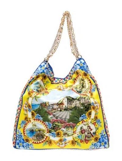 Pre-owned Dolce & Gabbana Multicolor Tote Bag W/ Tags In Yellow