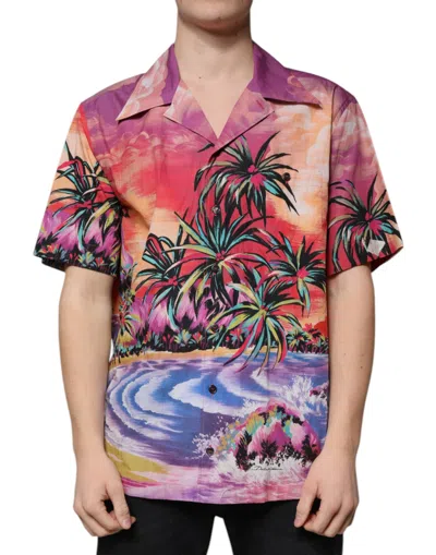 Dolce & Gabbana Multicolor Tropical Button Down Casual Men's Shirt