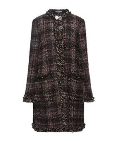 Dolce & Gabbana Multicolor Tweed Jacket In Black