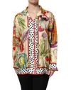 Dolce & Gabbana Multicolor Vegetables Silk Long Sleeves Top In Multi