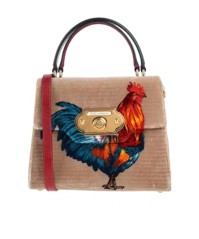 Dolce & Gabbana Multicolor Velvet Handbag In Nude