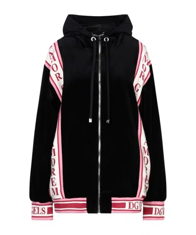 Dolce & Gabbana Multicolor Velvet Jacket In Black