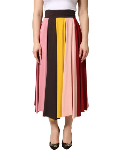 Pre-owned Dolce & Gabbana Multicolor Viscose High Waist Midi Women's Skirt ()