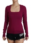 Dolce & Gabbana Multicolor Viscose Square Neck Pullover Sweater In Pink