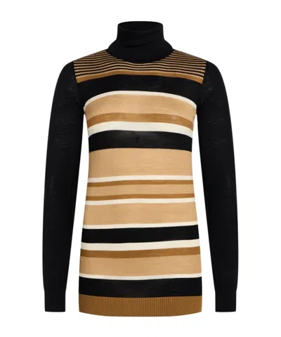 Dolce & Gabbana Multicolor Wool Knit Turtleneck Longsleeve Top In Camel
