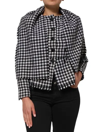 DOLCE & GABBANA DOLCE & GABBANA MULTICOLOR WOOL MONOCHROME PATTERNED WOMEN'S JACKET