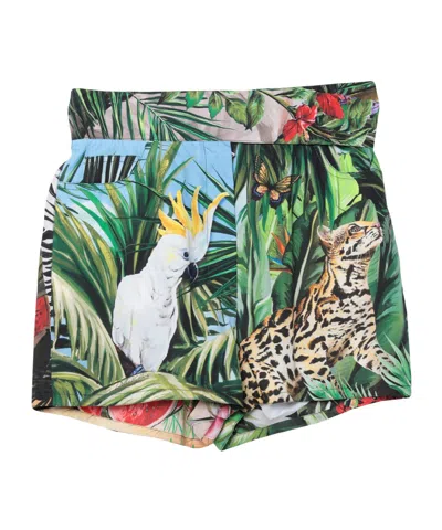 Dolce & Gabbana Multicolor Woven Pocket Shorts In Green