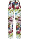 Dolce & Gabbana Floral-print Cropped Trousers In Tan