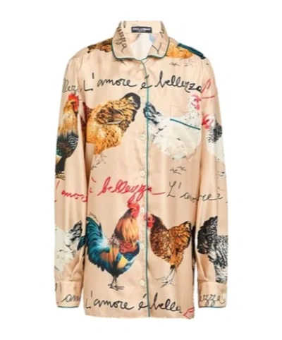 Dolce & Gabbana Multicolored Long-sleeved Shirt In Neutral
