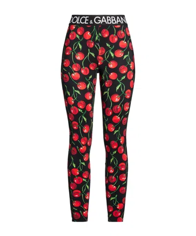 Dolce & Gabbana Multi-colored Stretch Pants In Black