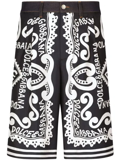 Dolce & Gabbana Bandana-print Bermuda Shorts In Tan