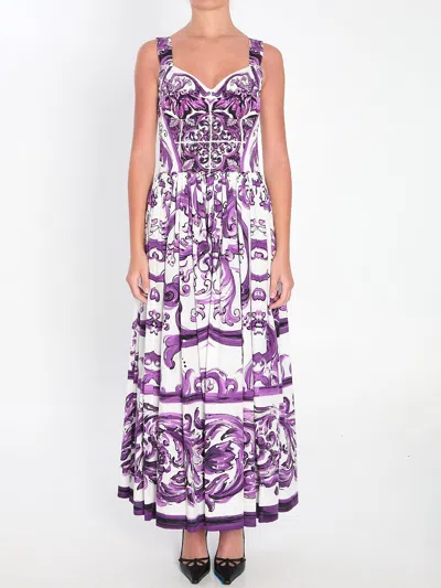 Dolce & Gabbana Multicolour Cotton Dresses In Purple