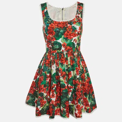 Pre-owned Dolce & Gabbana Multicolour Floral Print Cotton Gerani Mini Dress S