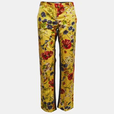 Pre-owned Dolce & Gabbana Multicolour Floral Print Wide Leg Jeans M/waist 33"