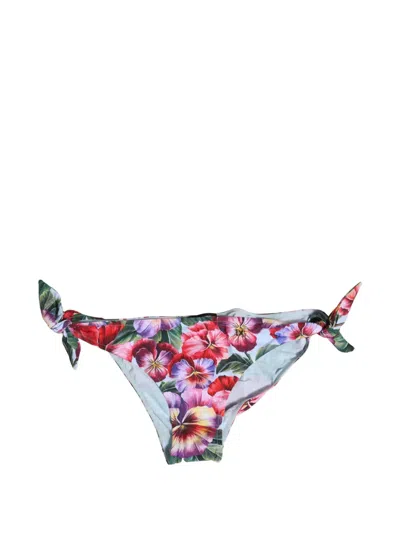 Dolce & Gabbana Multicolour Floral Swimsuit Bikini Bottom Swimwear In Pink