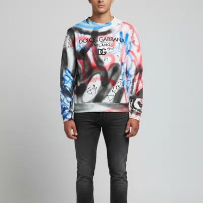 Pre-owned Dolce & Gabbana Multicolour Graffiti Print Jersey Crewneck Sweatshirt S