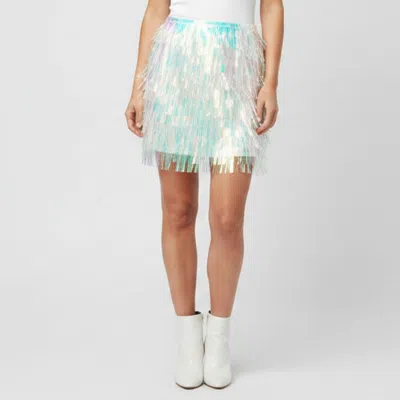 Pre-owned Dolce & Gabbana Multicolour Iridescent Synthetic Fringed Mini Skirt M In Multicolor