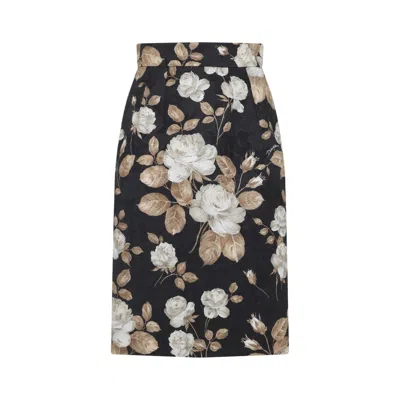 DOLCE & GABBANA DOLCE & GABBANA MULTICOLOUR JACQUARD FLORAL SKIRT