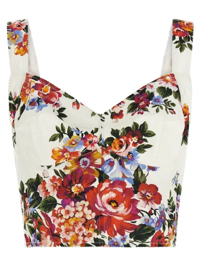 Dolce & Gabbana Multicolour Sweetheart Neck Floral Top