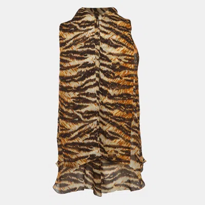 Pre-owned Dolce & Gabbana Multicolour Tiger Print Silk Blouse S