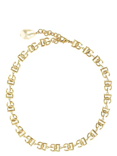 Dolce & Gabbana Multilogo Necklace In Gray