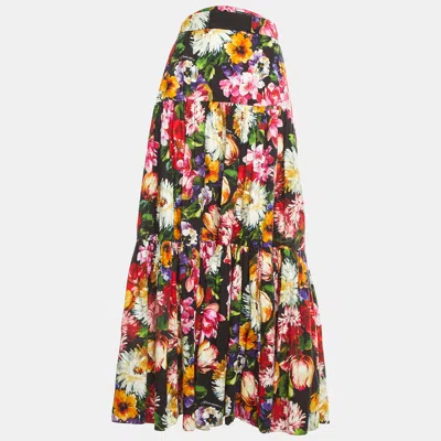Pre-owned Dolce & Gabbana Multiolor Floral Printed Cotton Maxi Skirt Xl
