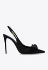 Dolce & Gabbana Mun 105 Satin Slingback Pumps With Bow In Black