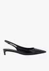 Dolce & Gabbana Croco Print Leather Slingback In Black