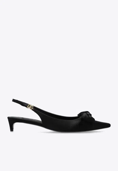 DOLCE & GABBANA MUN 30 SLINGBACK SATIN PUMPS