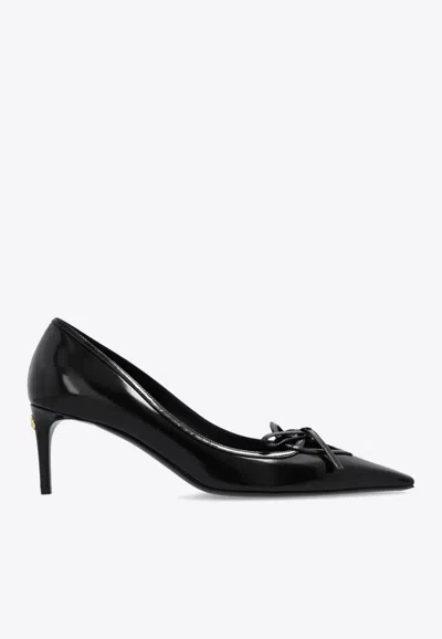 DOLCE & GABBANA MUN 60 BOW APPLIQUÉ LEATHER PUMPS