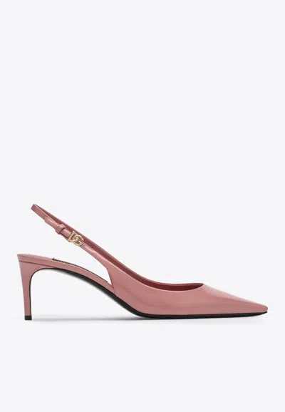 Dolce & Gabbana Mun 90 Polished Calfskin Slingback Pumps In Pink