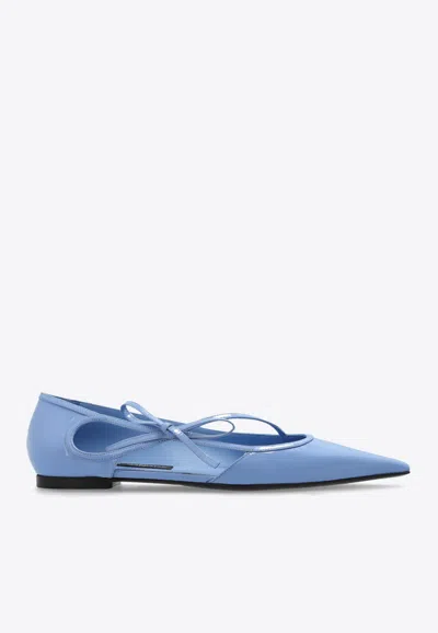 DOLCE & GABBANA MUN POLISHED LEATHER BALLET FLATS