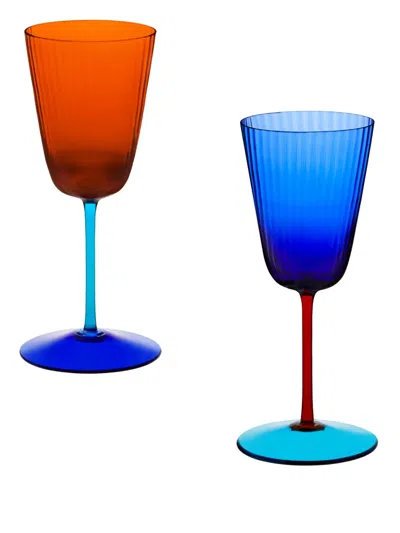 Dolce & Gabbana Hand-blown Murano White Wine Glass In Red