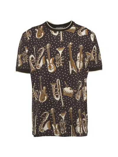 Pre-owned Dolce & Gabbana Musical-instrument-print T-shirt In Black