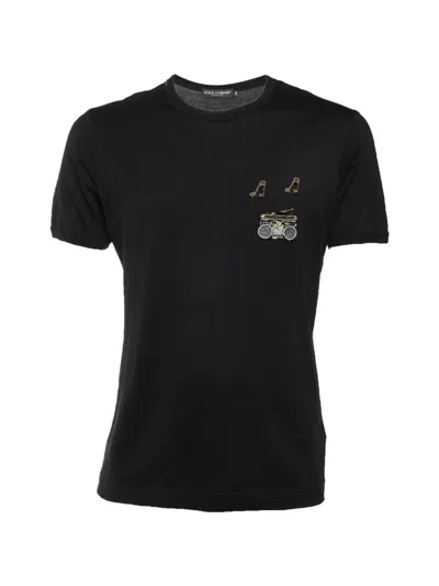 Pre-owned Dolce & Gabbana Music-patch T-shirt In Black