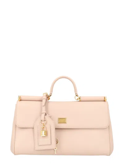 Dolce & Gabbana Light Pink Sicily Medium Satchel In Neutral