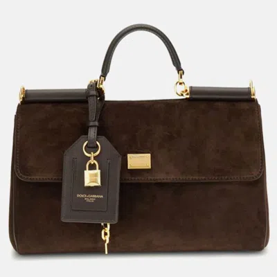 Pre-owned Dolce & Gabbana My Sicily Brown Leather Handbag