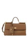 Dolce & Gabbana My Sicily Brown Medium Handbag With Padlock Detail And Adjustable And Removable Shoulder Strap In Le