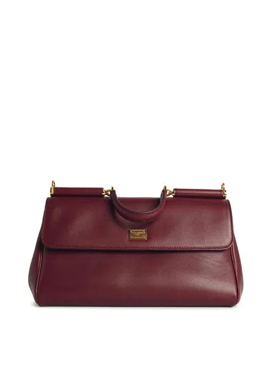 Dolce & Gabbana My Sicily Burgundy  Calf Leather Handbag In Red