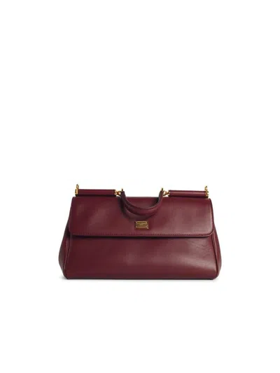 Dolce & Gabbana 'my Sicily' Burgundy 'plongé' Calf Leather Handbag