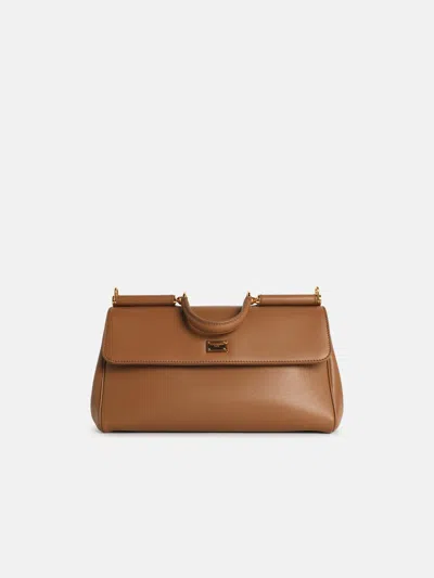 Dolce & Gabbana 'my Sicily' Calf Leather 'plongé' Caramel Handbag