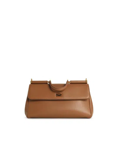 Dolce & Gabbana 'my Sicily' Calf Leather 'plongé' Caramel Handbag