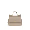 Dolce & Gabbana Large Sicily Top Handle Bag In Dauphine Leather In Gray