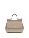 Dolce & Gabbana Large Sicily Top Handle Bag In Dauphine Leather In Gray