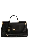 Dolce & Gabbana Black Handbag With Padlock Detail And Adjustable And Removable Shoulder Strap In Leather Woman In Black