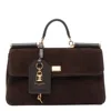 Dolce & Gabbana My Suede Tote Bag Decorated With A Sicily Padlock In Brown